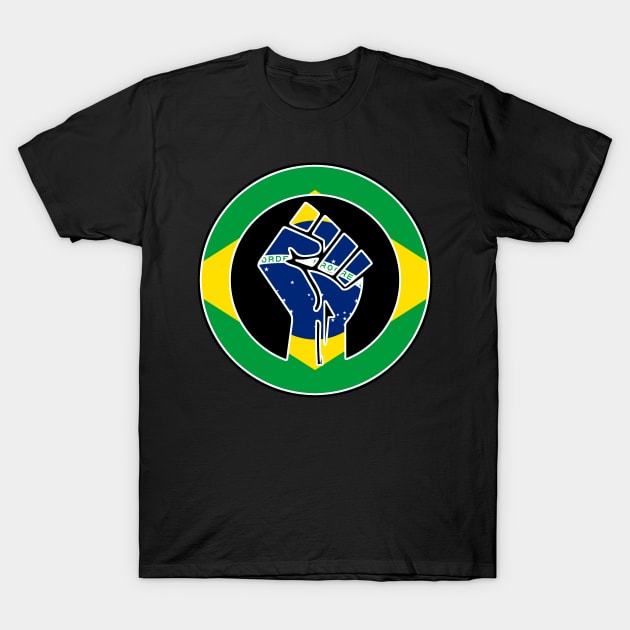 Black Lives Matter Fist Circled Flag Brazil T-Shirt by aaallsmiles